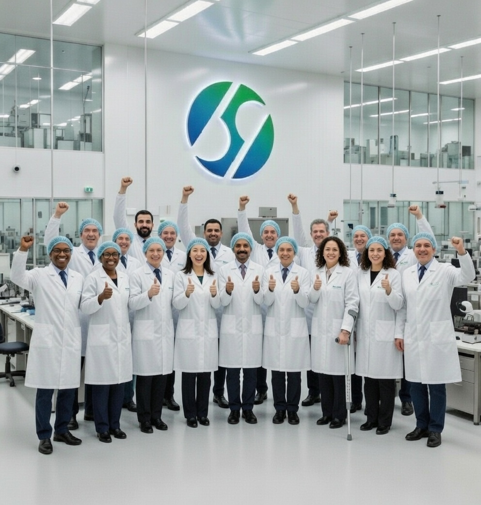 QSC team photo — 50+ staff at Qingdao facility